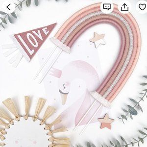 Macrame double rainbow cake topper boho